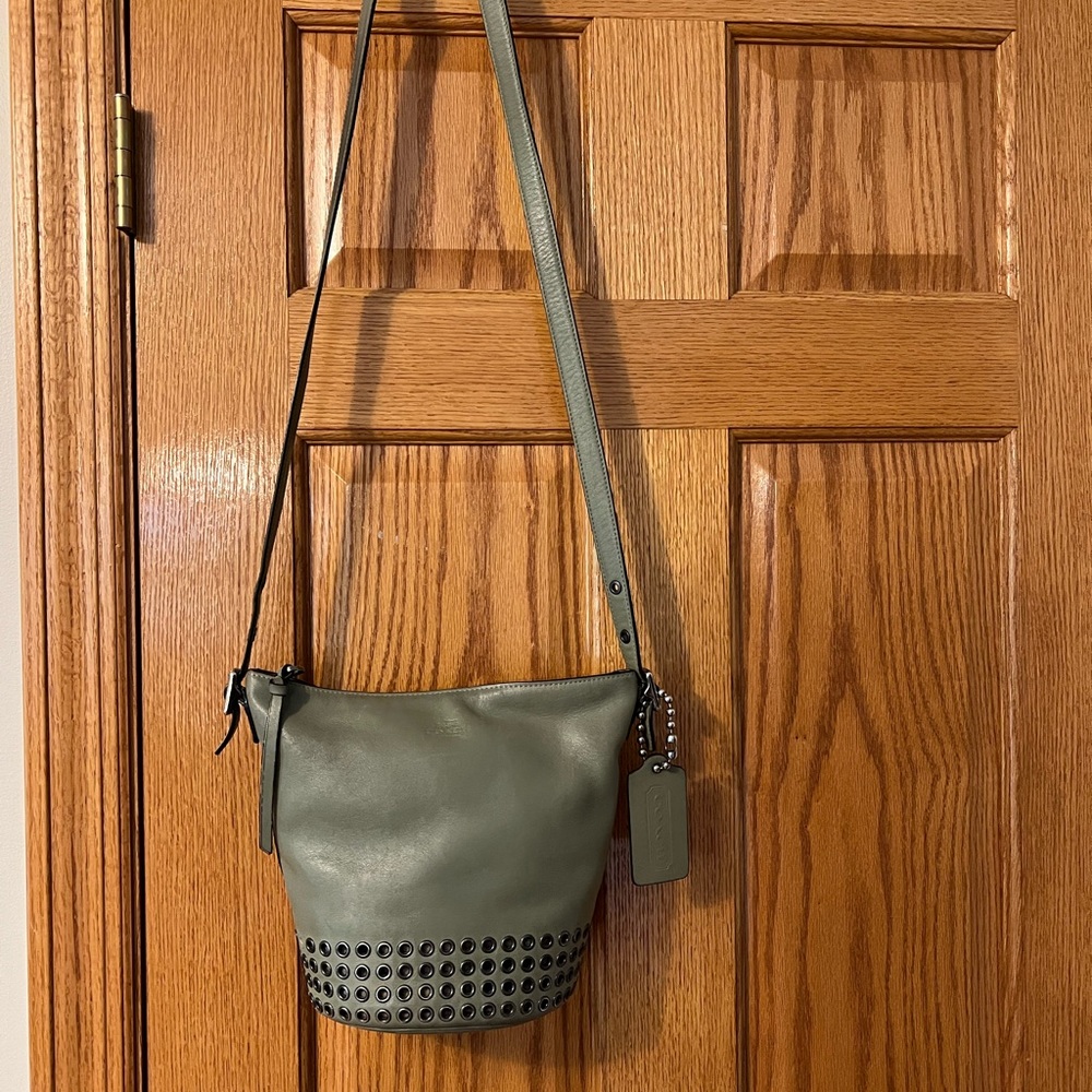 Coach Olive/sage grommet glove leather bucket bag
